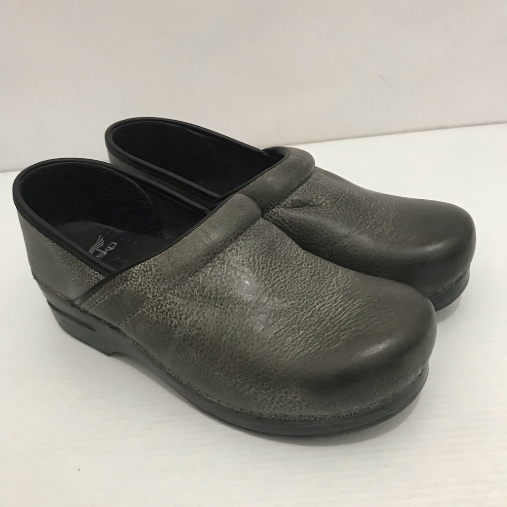 Dansko Women's Gray Leather Slip-On Clogs Size 40